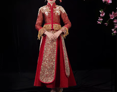 转卖儿童秀禾服女童古装中国风旗袍女孩唐装红...