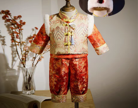 转卖男童唐装中国风冬男宝宝儿童周岁礼服过年...