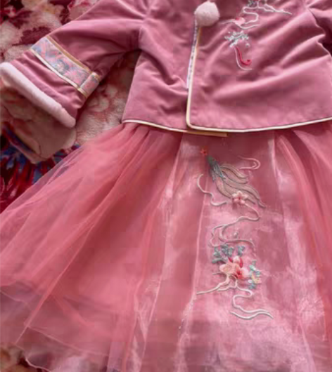 包邮汪小荷女童汉服新款中式拜年服套装超仙中...