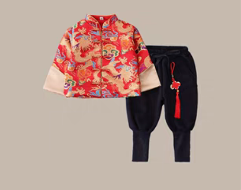 转卖意大利MAYVIK儿童唐装套装秋冬季宝...