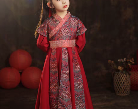 转卖儿童汉服女童春秋中国风唐装女童周岁礼服...