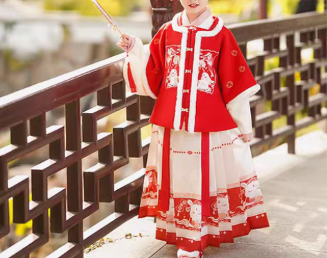 包邮新品热卖中汉服女童拜年服冬季儿童古风古...