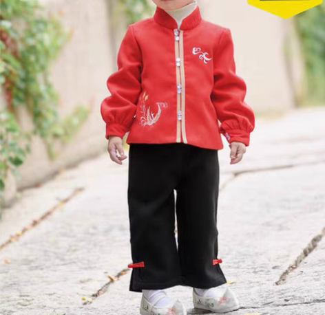 舒栗女宝拜年服过年装喜庆冬，中国风古装汉服...