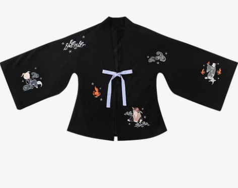 徐娇织羽集妖妖灵外套改良汉服汉元素黑色外套...