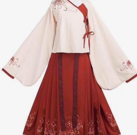 汉尚华莲传统汉服芙蓉月，正刺绣袄裙彼岸花绣...