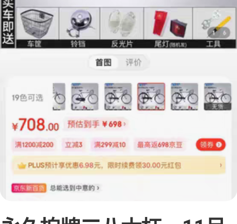 永久拍牌二八大杠,11月中旬入手全新自行车...