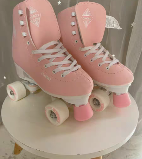 转卖(迪卡侬双排轮滑鞋成人四轮双排轮专业轮...