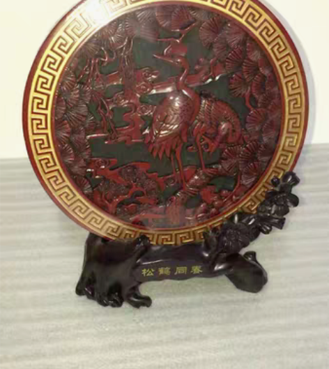包邮炭雕工艺品（松鹤同春）直径285毫米 ...
