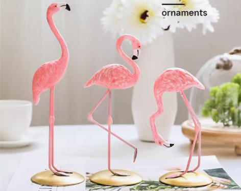 转卖【焕新价】粉色火烈鸟树脂摆件电视柜装饰...