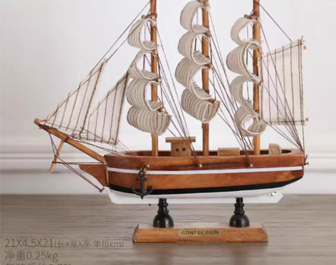 包邮一帆风顺帆船摆件北欧家居客厅酒柜书柜模...