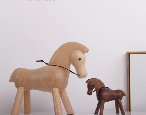 转卖北欧风格原木雕木马摆件木制工艺品创意家...