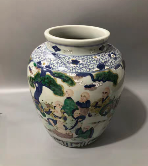 旧藏，大清嘉庆款款 精工手绘五彩人物故事纹...