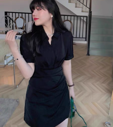 转卖booob设计感衬衫裙女胖mm气质褶皱...
