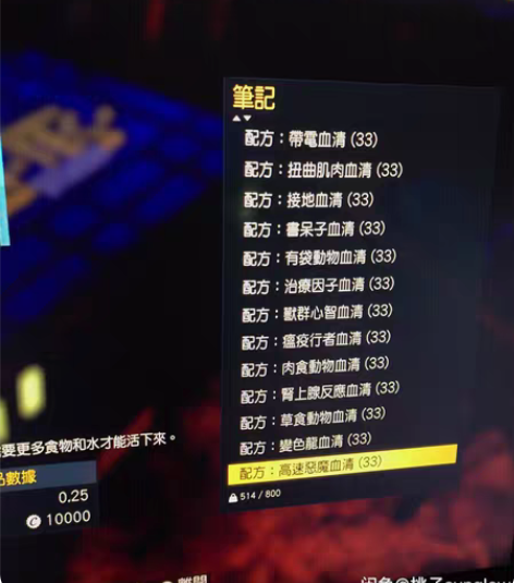 辐射76 ps4 一堆血清图纸各1张+1调...