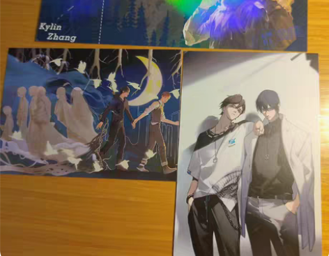 出盗墓笔记同人谷 两张色纸，两张明信片，一...