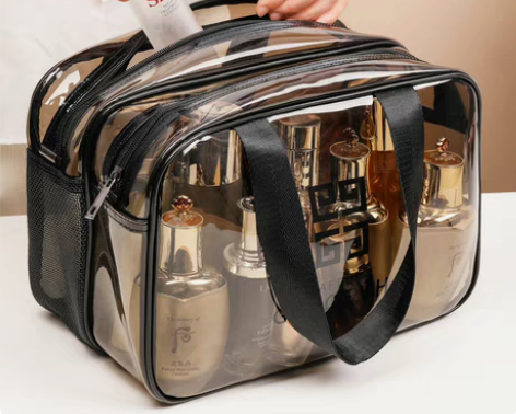 新款现代简约PVC双层干湿分离洗漱包旅行洗...