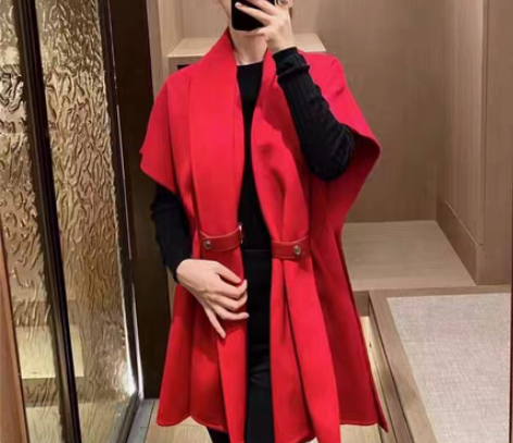 沙小姐大H爱马家水波羊绒披肩斗篷，38码，...