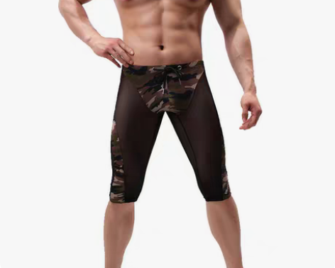 包邮男运动裤薄款 性感网纱透气打底裤运动健...