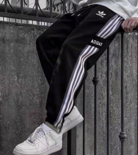 包邮正潮牌运动休闲长裤男刺绣三条杠春秋夏季...