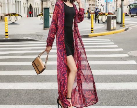 转卖长款防晒衣披风女海边薄纱开衫2022夏...