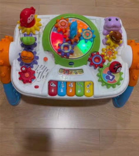 包邮伟易达动物齿轮双面学习桌幼儿声光游戏桌...