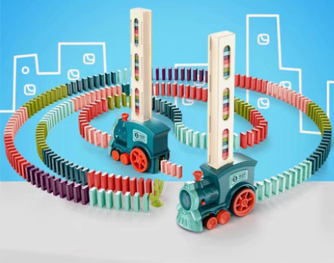 包邮纽奇多米诺骨牌小火车儿童益智力动脑电动...