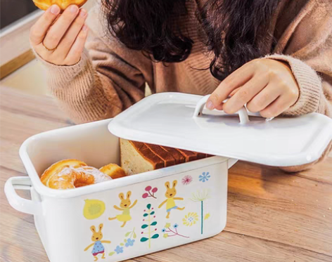 转卖肥龙珐琅搪瓷加厚食品面包盒零食盒饼干盒...