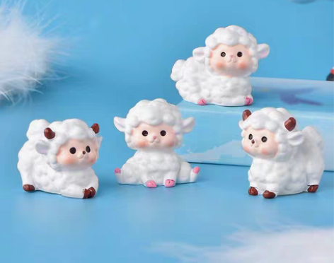 包邮一套6只新款可爱卡通小绵羊摆件客厅装饰...