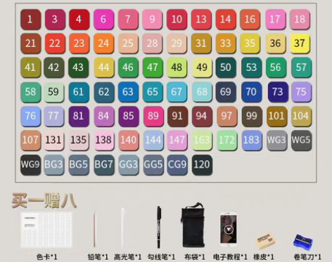 包邮马克笔套装双头酒精油性学生儿童彩笔绘画...