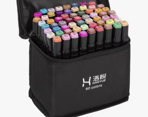 包邮全新双头油性马克笔全套布袋装儿童马克笔...