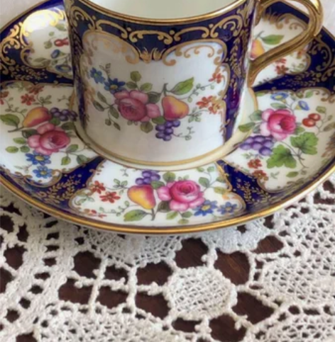 包邮稀有款 Aynsley 安滋丽 手绘钴...