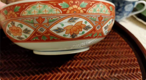 日本回流   飞鸟窑古伊万里风描银内满绘青...