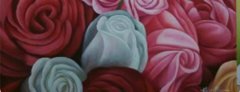 玫瑰花手绘油画－玫瑰80*80cm。拿图询...