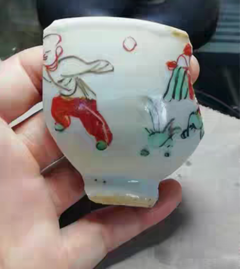 明红绿彩标本，婴戏图，彩保存的不错，学习好...