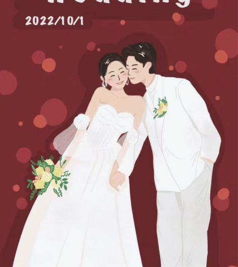 包邮手绘请柬设计  婚礼请柬插画 结婚照情...