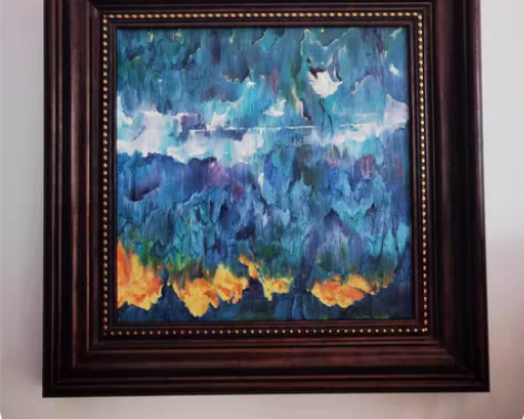 包邮油画《森山朝鹤》原创手绘收藏众林之下、...