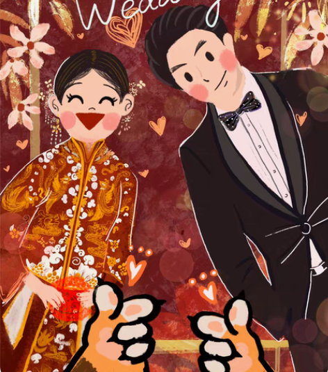 婚礼插画、请柬定制 也可接其他头像稿、宣传...