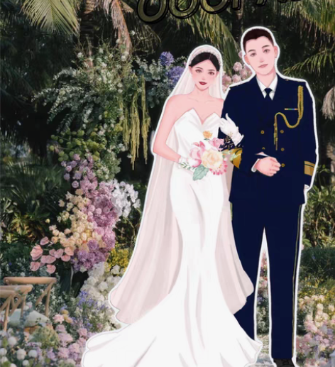 包邮手绘婚礼 请柬插画定制婚礼立牌插画定制...