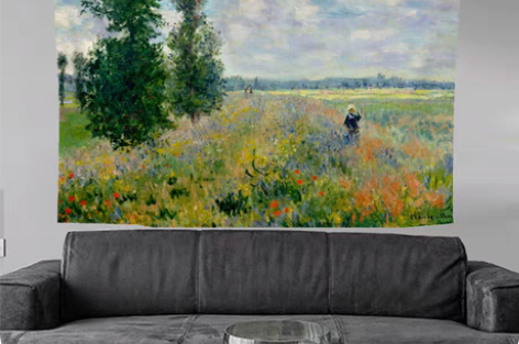 包邮印象莫奈系列北欧背景布挂布挂毯可定制超...