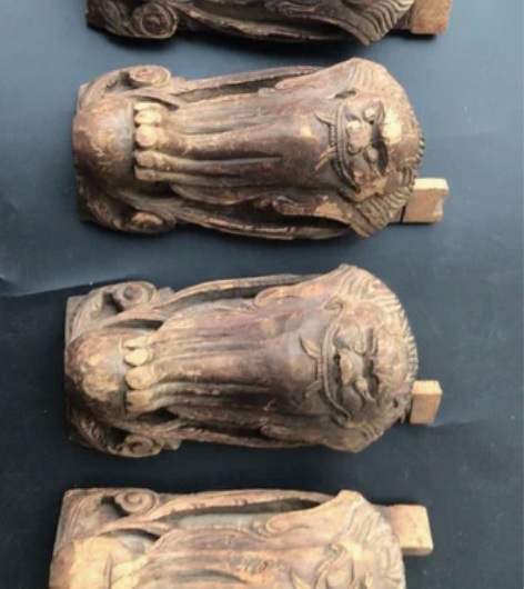 清代木雕家具虎头桌腿4只 做工精细，品相不...