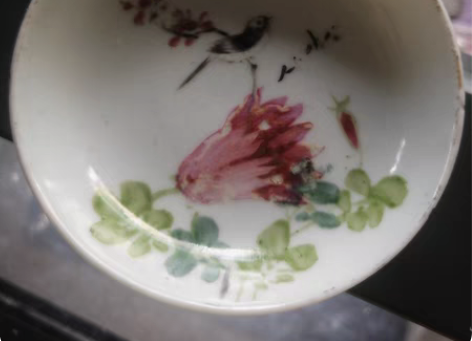 包邮清代~大名家:丁义兴款粉彩花鸟盘!全品...