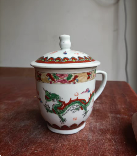 包邮全品六七十年代细路龙凤茶杯【老货古董瓷...