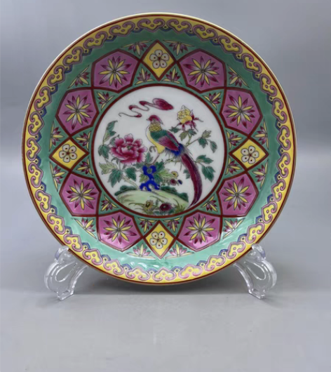 包邮景德镇瓷器珐琅彩手绘花鸟瓷盘 精美漂亮...
