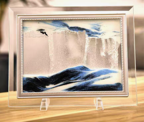 包邮家居装饰品创意流动山水玻璃流沙画生日礼...