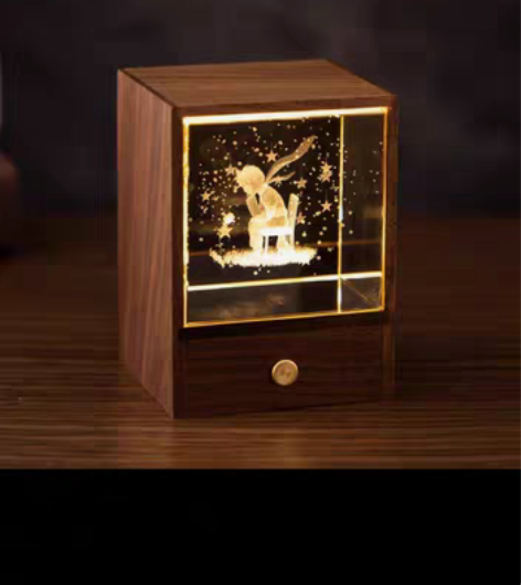 包邮小王子发光水晶球实用桌面摆件小夜灯送女...