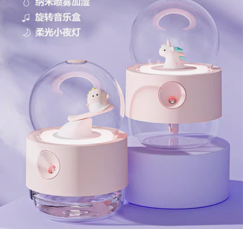 包邮旋转音乐加湿水晶球 纳米喷雾加湿 柔光...