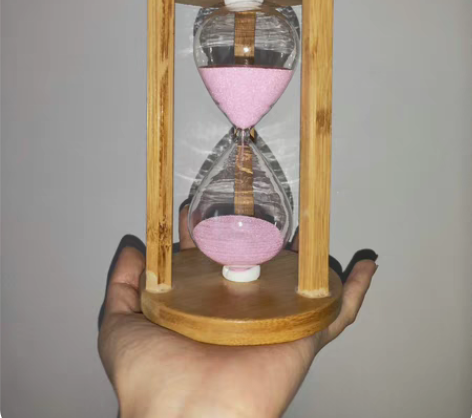 包邮彩色旋转沙漏笔筒卡通图案流沙木质沙漏摆...