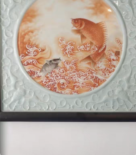 包邮手绘矾红年年有余瓷板画外围雕刻 感兴趣...