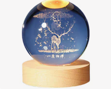 龙猫摆件水晶球音乐盒下雪护眼小夜灯储钱罐女...