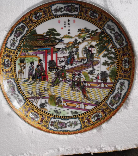 包邮景德镇粉彩人物十二金钗瓷盘 古董瓷器 ...